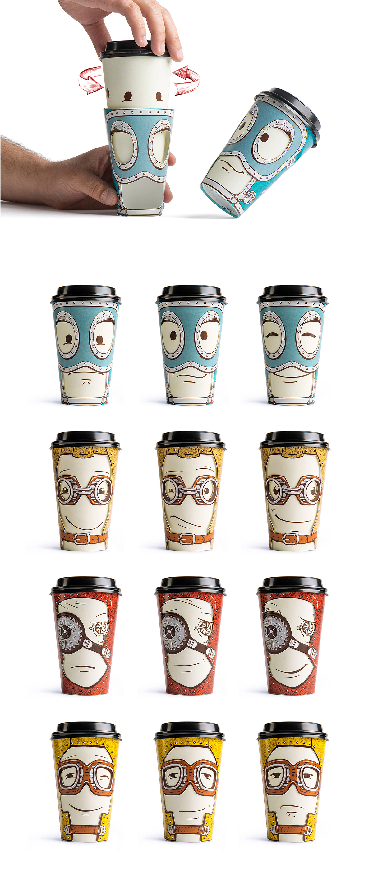 创意无处不在—可旋转的咖啡杯表情包装设计
