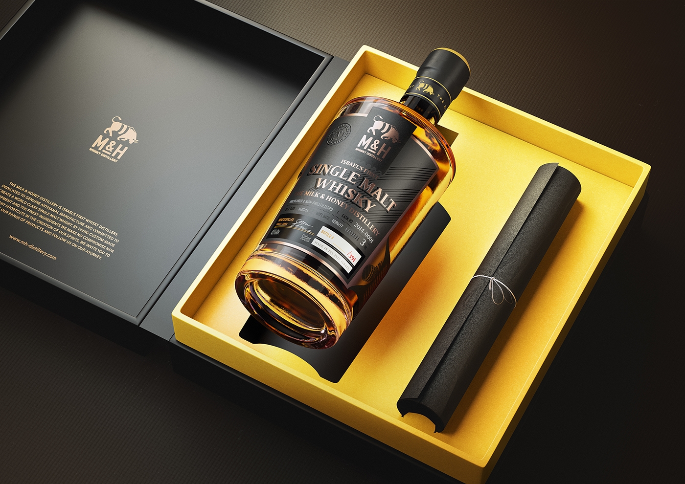 以色列首款麦芽威士忌就瓶型设计，标签设计，外礼盒包装设计