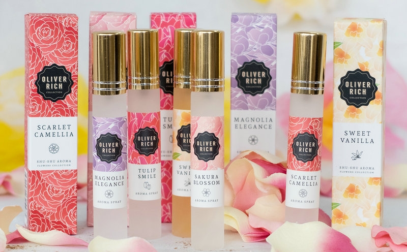 化妆护肤系列产品包装设计,山茶，樱花，香草，郁金香和木兰的标签和包装盒设计