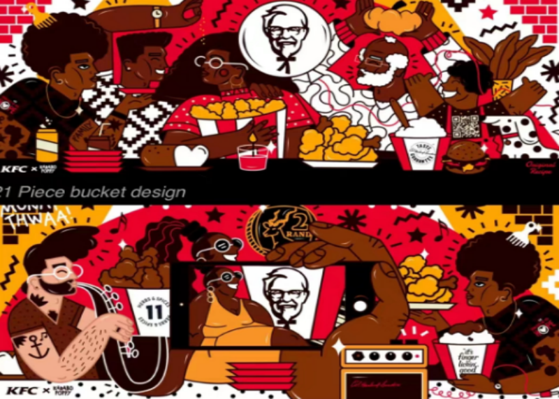 KFC全家桶限定插画包装